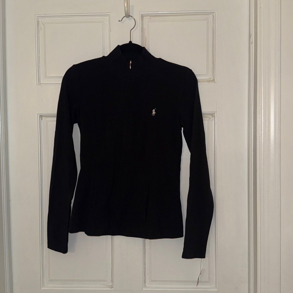 Ralph Lauren Black Women's Sweatshirt track jacket zip-up, Black, NWT, Small